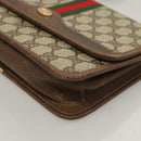 GUCCI GG Supreme Web Sherry Line Shoulder Bag PVC Beige Gold Auth BA3785-14