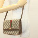 GUCCI GG Supreme Web Sherry Line Shoulder Bag PVC Beige Gold Auth BA3785-22