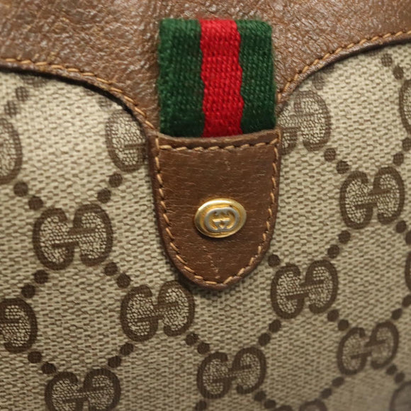 GUCCI GG Supreme Web Sherry Line Bag PVC Beige Gold 89 02 066 Auth BA3786