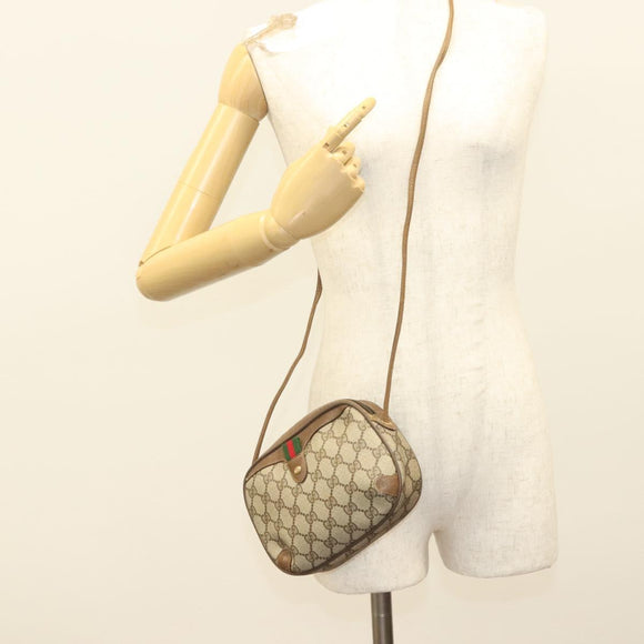 GUCCI GG Supreme Web Sherry Line Bag PVC Beige Gold 89 02 066 Auth BA3786