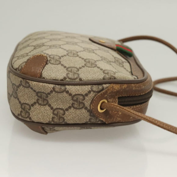 GUCCI GG Supreme Web Sherry Line Bag PVC Beige Gold 89 02 066 Auth BA3786