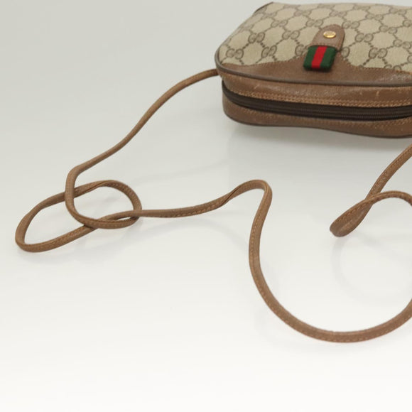 GUCCI GG Supreme Web Sherry Line Bag PVC Beige Gold 89 02 066 Auth BA3786