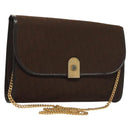 Christian Dior Trotter Canvas Chain Shoulder Bag Dark Brown Gold Auth BA3787-1