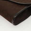 Christian Dior Trotter Canvas Chain Shoulder Bag Dark Brown Gold Auth BA3787-15