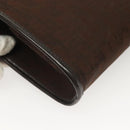 Christian Dior Trotter Canvas Chain Shoulder Bag Dark Brown Gold Auth BA3787-16