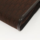 Christian Dior Trotter Canvas Chain Shoulder Bag Dark Brown Gold Auth BA3787-17