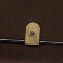 Christian Dior Trotter Canvas Chain Shoulder Bag Dark Brown Gold Auth BA3787-18