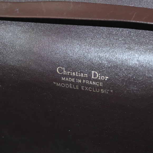 Christian Dior Trotter Canvas Chain Shoulder Bag Dark Brown Gold Auth BA3787