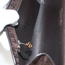 Christian Dior Trotter Canvas Chain Shoulder Bag Dark Brown Gold Auth BA3787-10
