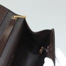 Christian Dior Trotter Canvas Chain Shoulder Bag Dark Brown Gold Auth BA3787-20