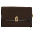 Christian Dior Trotter Canvas Chain Shoulder Bag Dark Brown Gold Auth BA3787-13