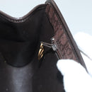 Christian Dior Trotter Canvas Chain Shoulder Bag Dark Brown Gold Auth BA3787-21
