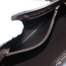 Christian Dior Trotter Canvas Chain Shoulder Bag Dark Brown Gold Auth BA3787-11