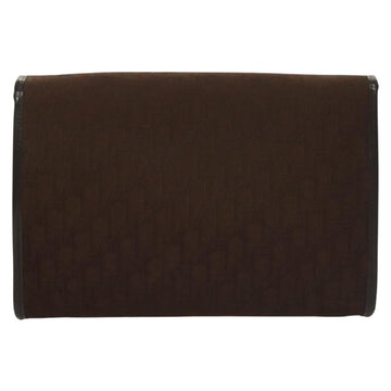 Christian Dior Trotter Canvas Chain Shoulder Bag Dark Brown Gold Auth BA3787 - 0