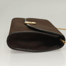 Christian Dior Trotter Canvas Chain Shoulder Bag Dark Brown Gold Auth BA3787-3