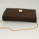 Christian Dior Trotter Canvas Chain Shoulder Bag Dark Brown Gold Auth BA3787-6