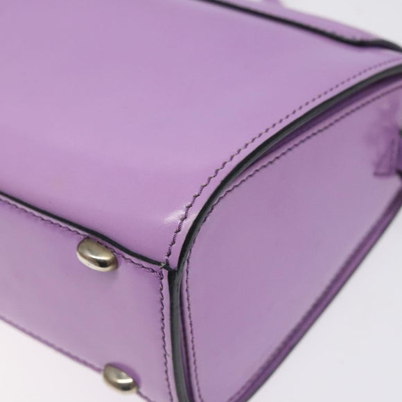 CELINE Shoulder Bag Leather Purple Silver Auth BA3789