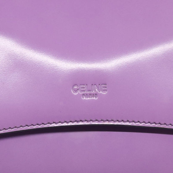 CELINE Shoulder Bag Leather Purple Silver Auth BA3789
