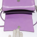 CELINE Shoulder Bag Leather Purple Silver Auth BA3789-10
