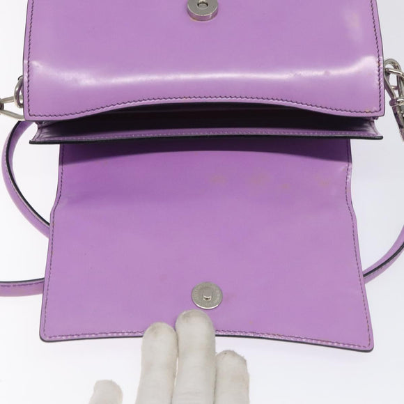 CELINE Shoulder Bag Leather Purple Silver Auth BA3789