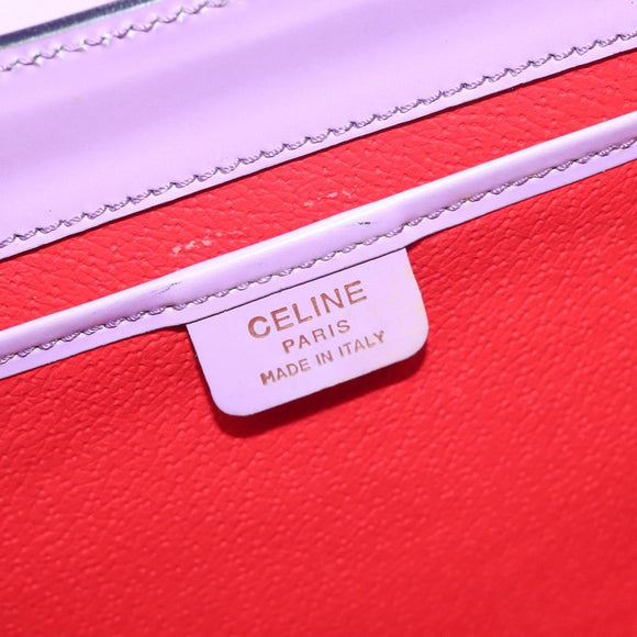 CELINE Shoulder Bag Leather Purple Silver Auth BA3789