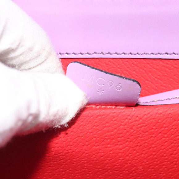 CELINE Shoulder Bag Leather Purple Silver Auth BA3789