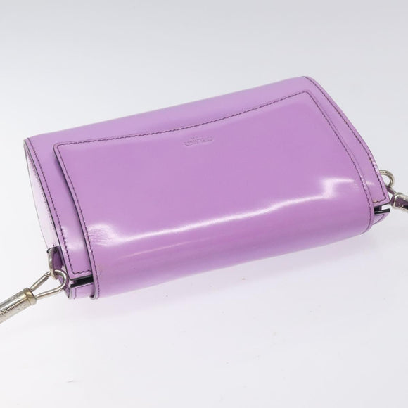 CELINE Shoulder Bag Leather Purple Silver Auth BA3789