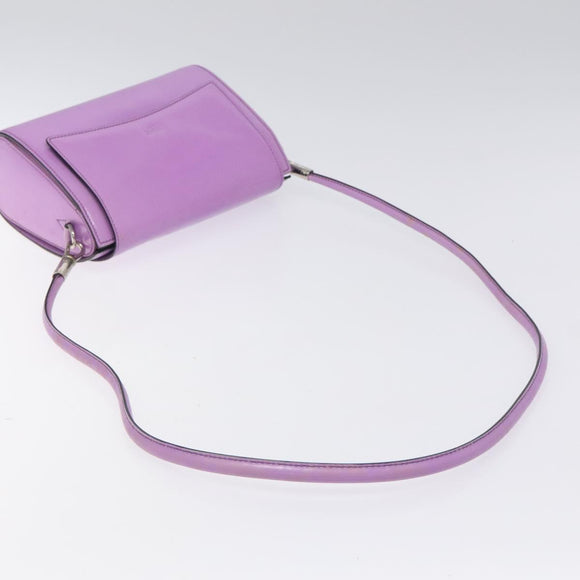 CELINE Shoulder Bag Leather Purple Silver Auth BA3789