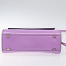 CELINE Shoulder Bag Leather Purple Silver Auth BA3789-5