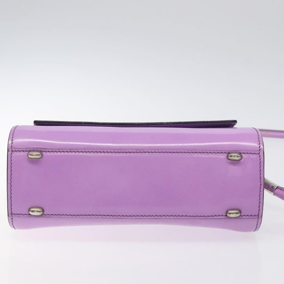 CELINE Shoulder Bag Leather Purple Silver Auth BA3789