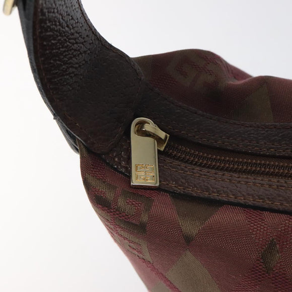 GIVENCHY Shoulder Bag Canvas Bordeaux Gold Auth BA3790