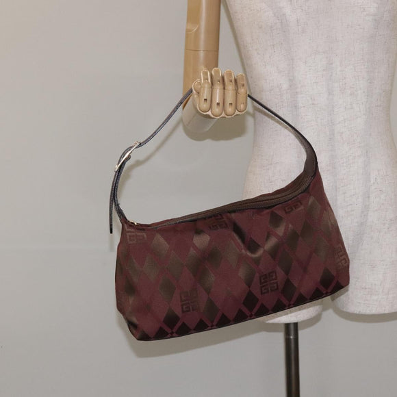 GIVENCHY Shoulder Bag Canvas Bordeaux Gold Auth BA3790