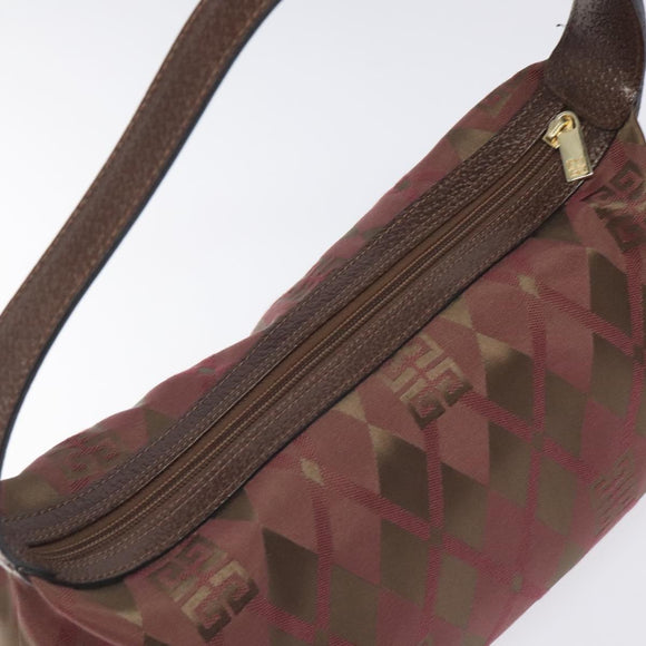 GIVENCHY Shoulder Bag Canvas Bordeaux Gold Auth BA3790