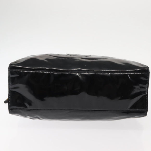 CHANEL COCO Mark Chain Shoulder Bag Patent Leather Black Gold CC Auth BA3798