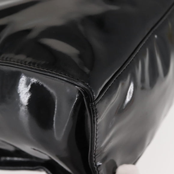 CHANEL COCO Mark Chain Shoulder Bag Patent Leather Black Gold CC Auth BA3798