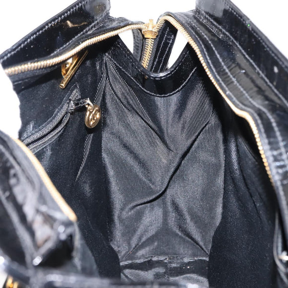 CHANEL COCO Mark Chain Shoulder Bag Patent Leather Black Gold CC Auth BA3798