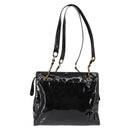 CHANEL COCO Mark Chain Shoulder Bag Patent Leather Black Gold CC Auth BA3798-2