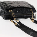 CHANEL COCO Mark Chain Shoulder Bag Patent Leather Black Gold CC Auth BA3798-7