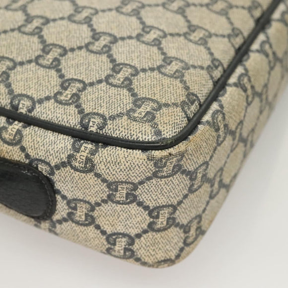 GUCCI GG Plus Supreme Shoulder Bag PVC Navy Gold Auth BA3799