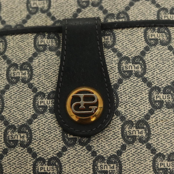 GUCCI GG Plus Supreme Shoulder Bag PVC Navy Gold Auth BA3799