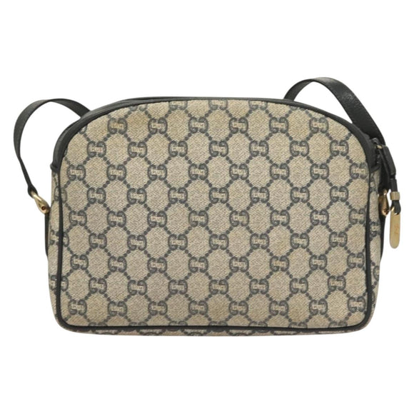 GUCCI GG Plus Supreme Shoulder Bag PVC Navy Gold Auth BA3799