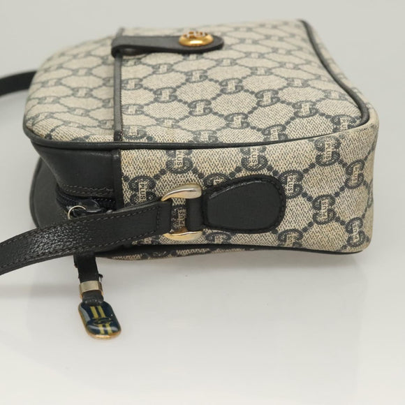 GUCCI GG Plus Supreme Shoulder Bag PVC Navy Gold Auth BA3799