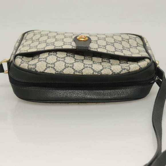GUCCI GG Plus Supreme Shoulder Bag PVC Navy Gold Auth BA3799
