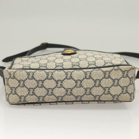 GUCCI GG Plus Supreme Shoulder Bag PVC Navy Gold Auth BA3799