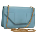 SAINT LAURENT Betty Chain Shoulder Bag Leather Light Blue Gold Auth BA3801-1