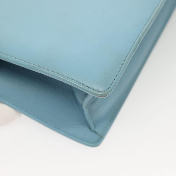 SAINT LAURENT Betty Chain Shoulder Bag Leather Light Blue Gold Auth BA3801