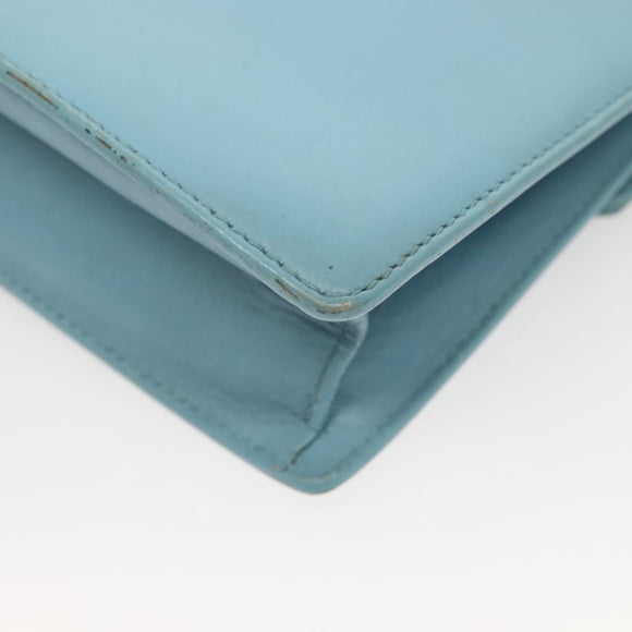 SAINT LAURENT Betty Chain Shoulder Bag Leather Light Blue Gold Auth BA3801