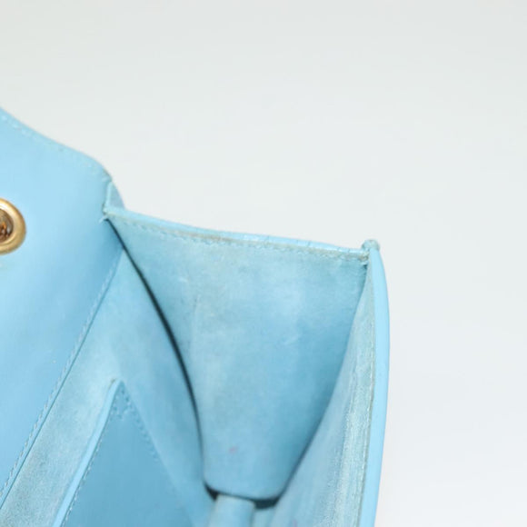 SAINT LAURENT Betty Chain Shoulder Bag Leather Light Blue Gold Auth BA3801