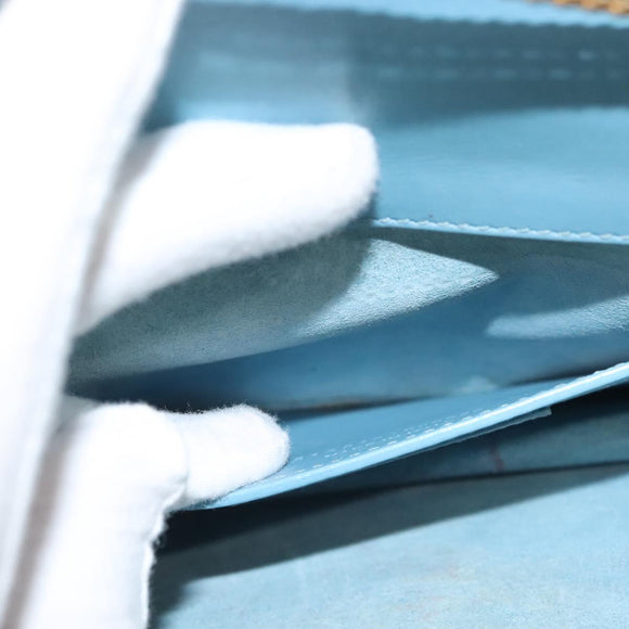 SAINT LAURENT Betty Chain Shoulder Bag Leather Light Blue Gold Auth BA3801