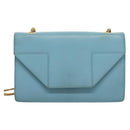 SAINT LAURENT Betty Chain Shoulder Bag Leather Light Blue Gold Auth BA3801-13